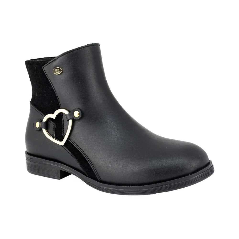 BOTIN NEGRO PARA NIÑA CIERRE HERRAJE CORAZON