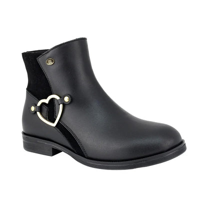 BOTIN NEGRO PARA NIÑA CIERRE HERRAJE CORAZON