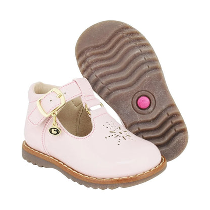 ZAPATO ROSA PARA BOTA TOBILLO NIÑA CHAROL HEBILLA
