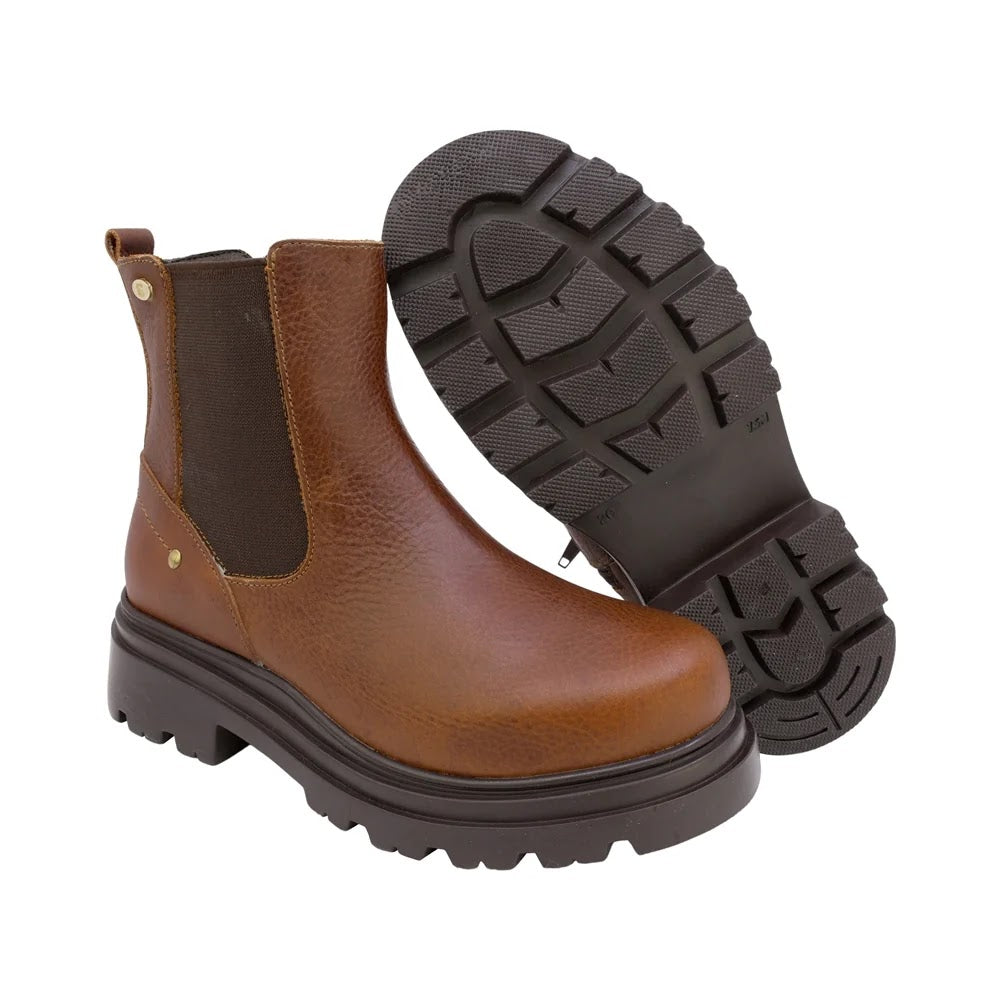 BOTIN CAFE CLARO PARA NIÑO DOBLE VELCRO SUELA TRACK