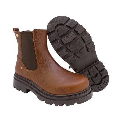 BOTIN CAFE CLARO PARA NIÑO DOBLE VELCRO SUELA TRACK