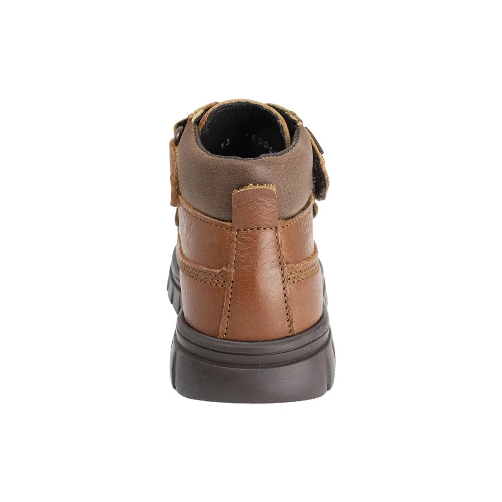 BOTIN CAFE CLARO PARA NIÑO DOBLE VELCRO SUELA TRACK