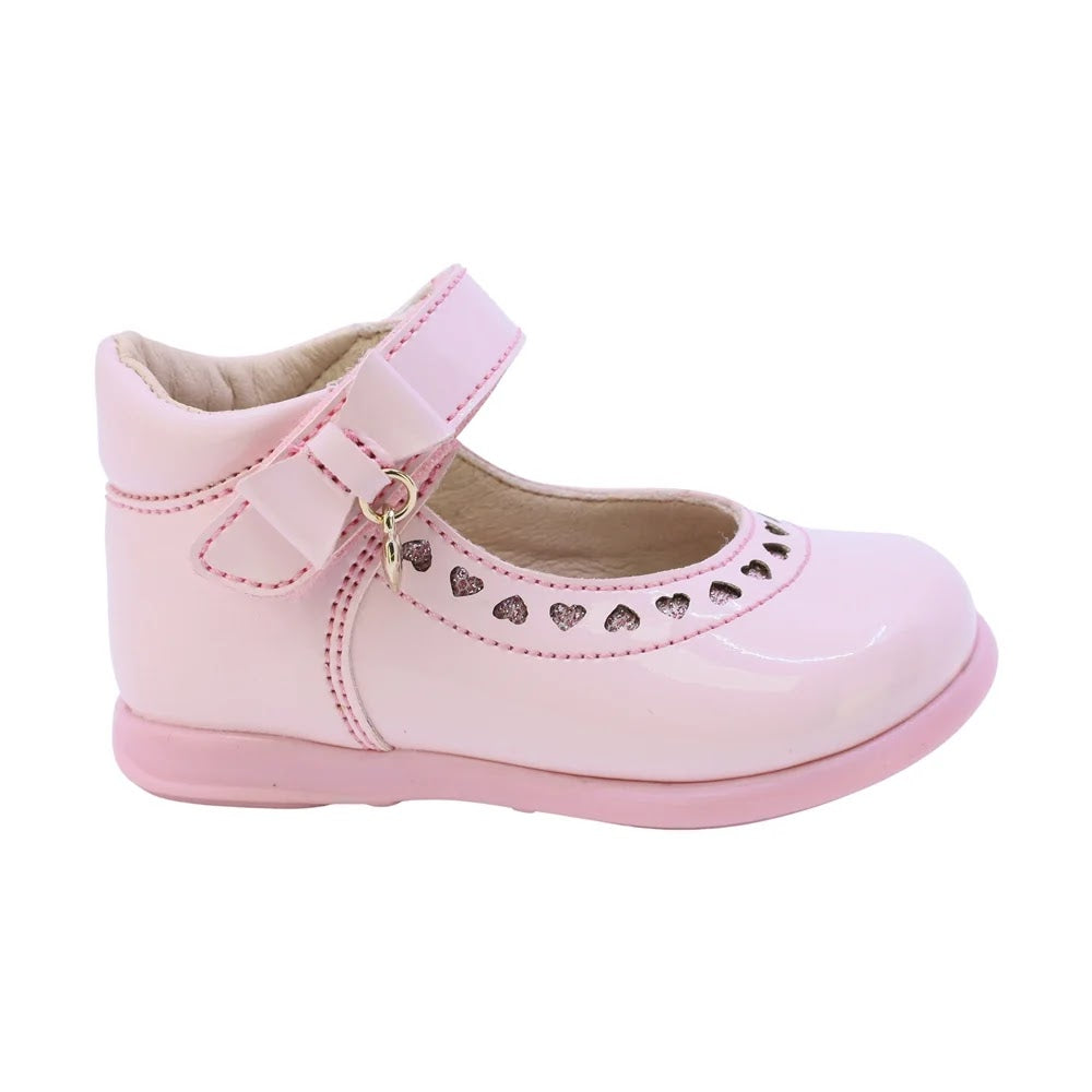 ZAPATO ROSA PARA BOTA TOBILLO BEBE VELCRO CORAZONES