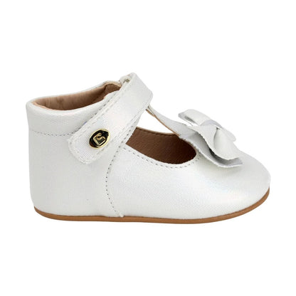 ZAPATO PERLA PARA BEBE SIN SUELA CHAROL MOÑO