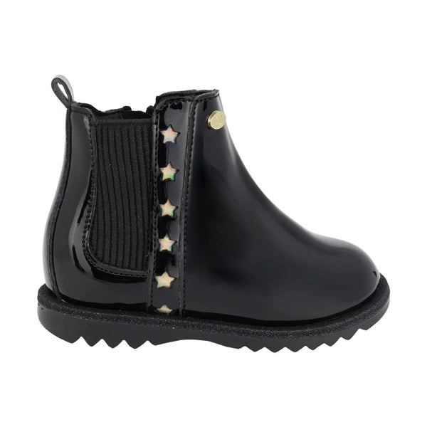 BOTIN NEGRO PARA NIÑA CHAROL ESTRELLAS