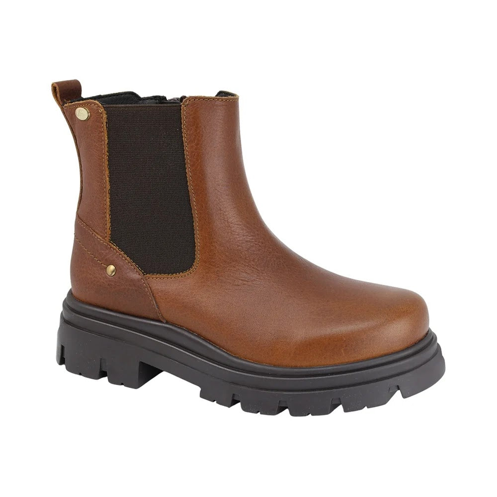 BOTIN CAFE CLARO PARA NIÑO DOBLE VELCRO SUELA TRACK