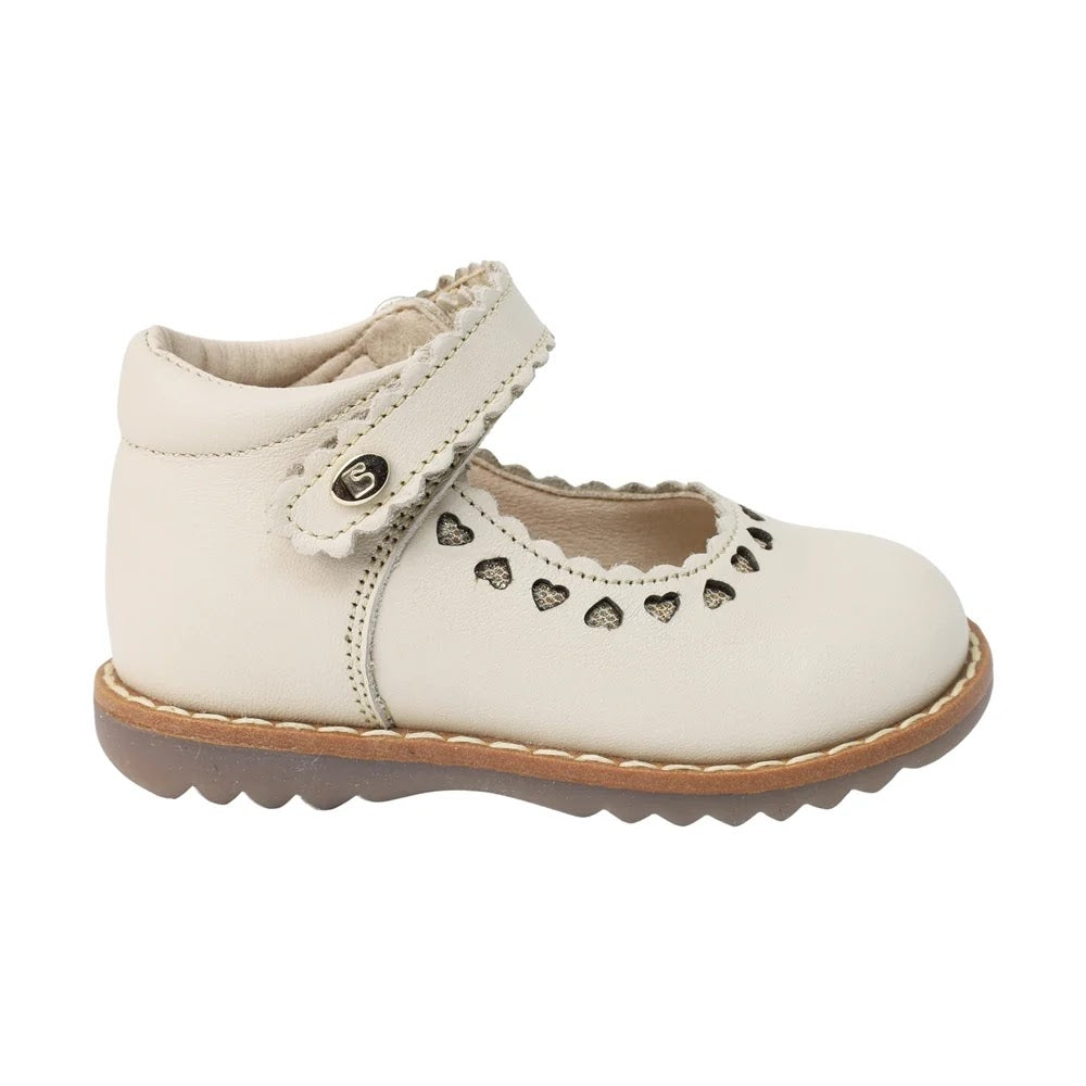 ZAPATO BEIGE PARA BOTA TOBILLO NIÑA VELCRO CORAZONES