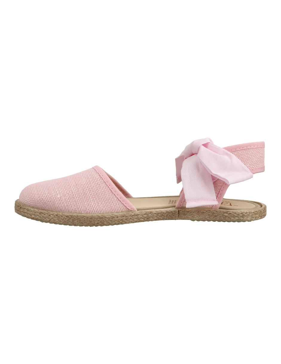 Zapato Tokolate Valenciana Cintas/lino Rosas para Niña