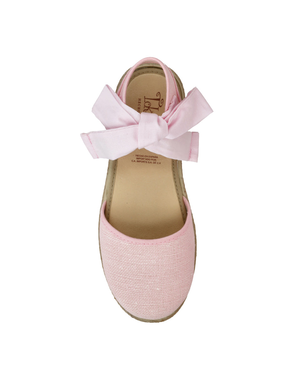 Zapato Tokolate Valenciana Cintas/lino Rosas para Niña