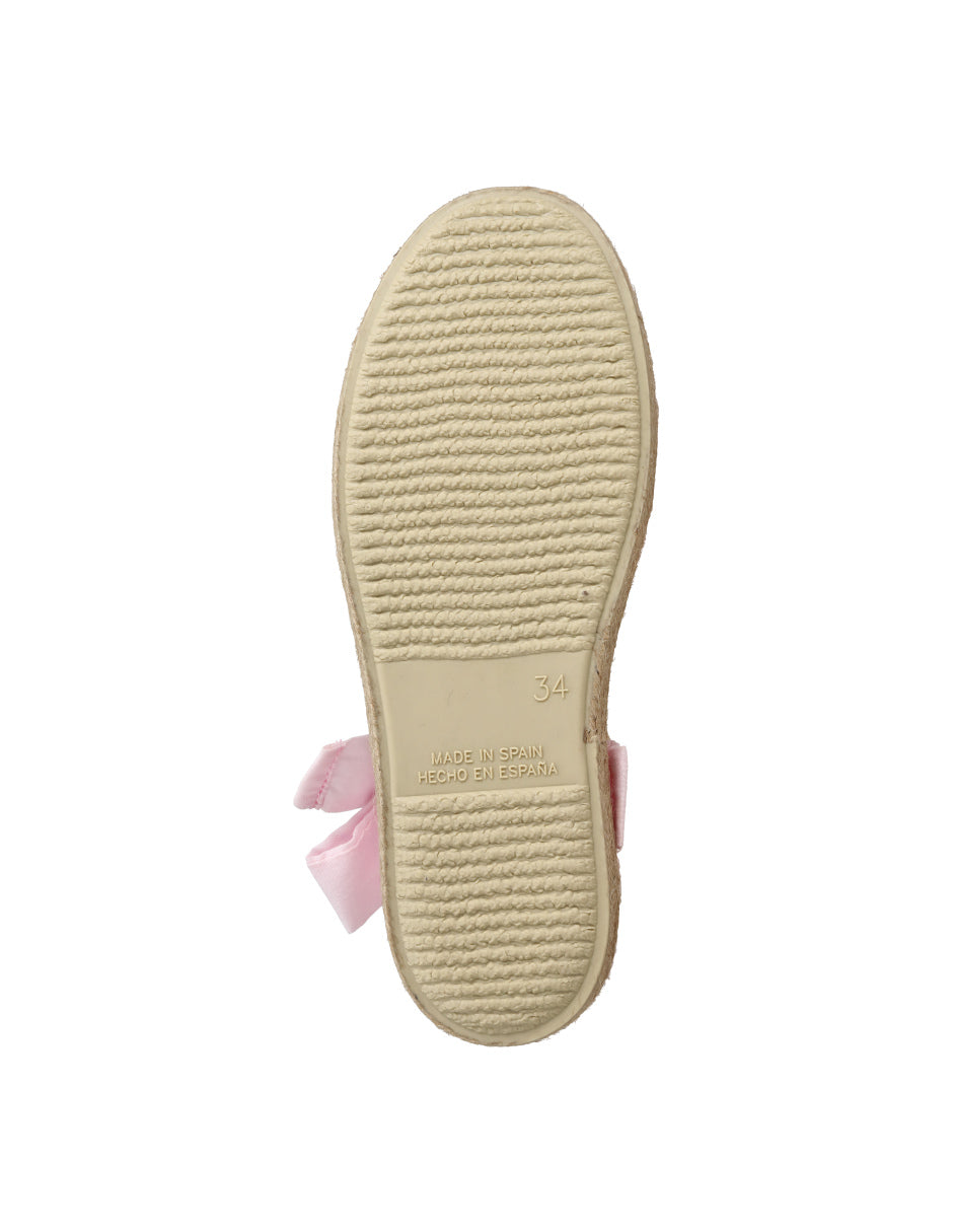 Zapato Tokolate Valenciana Cintas/lino Rosas para Niña