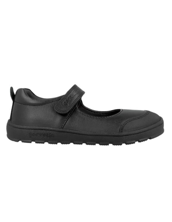 Zapato Escolar Garvalin Negro Con Puntera y Velcro para Niña