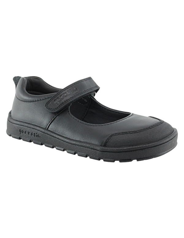 Zapato Escolar Garvalin Negro Con Puntera y Velcro para Niña