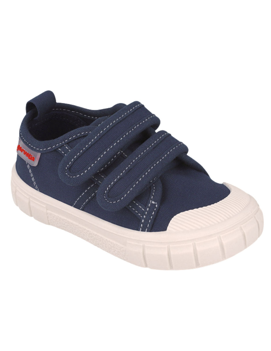Zapato Garvalin Lona Dos Velcros Azules para Niño