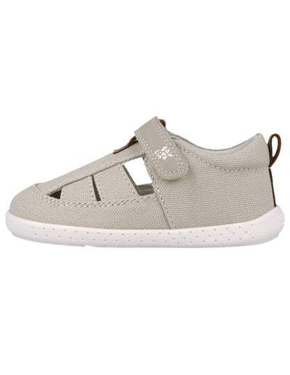 Sandalia Barefoot Garvalin Lona Beige para Niño
