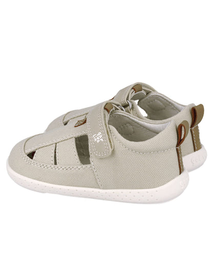 Sandalia Barefoot Garvalin Lona Beige para Niño