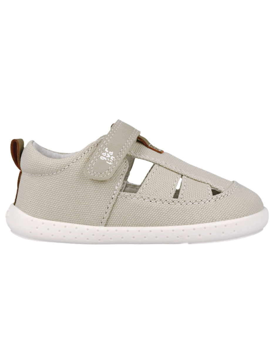 Sandalia Barefoot Garvalin Lona Beige para Niño