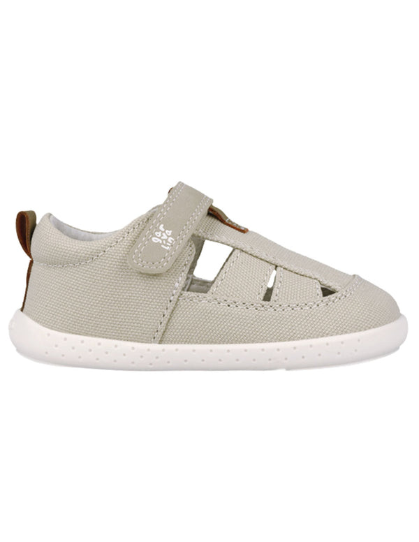 Sandalia Barefoot Garvalin Lona Beige para Niño