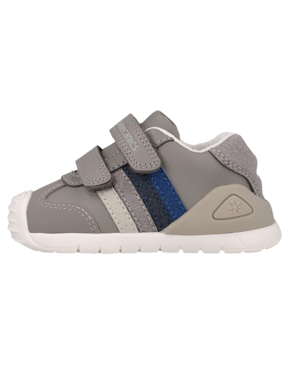 Zapato Biomecanics Botin Doble Franjas Con Velcro Grises para Niño