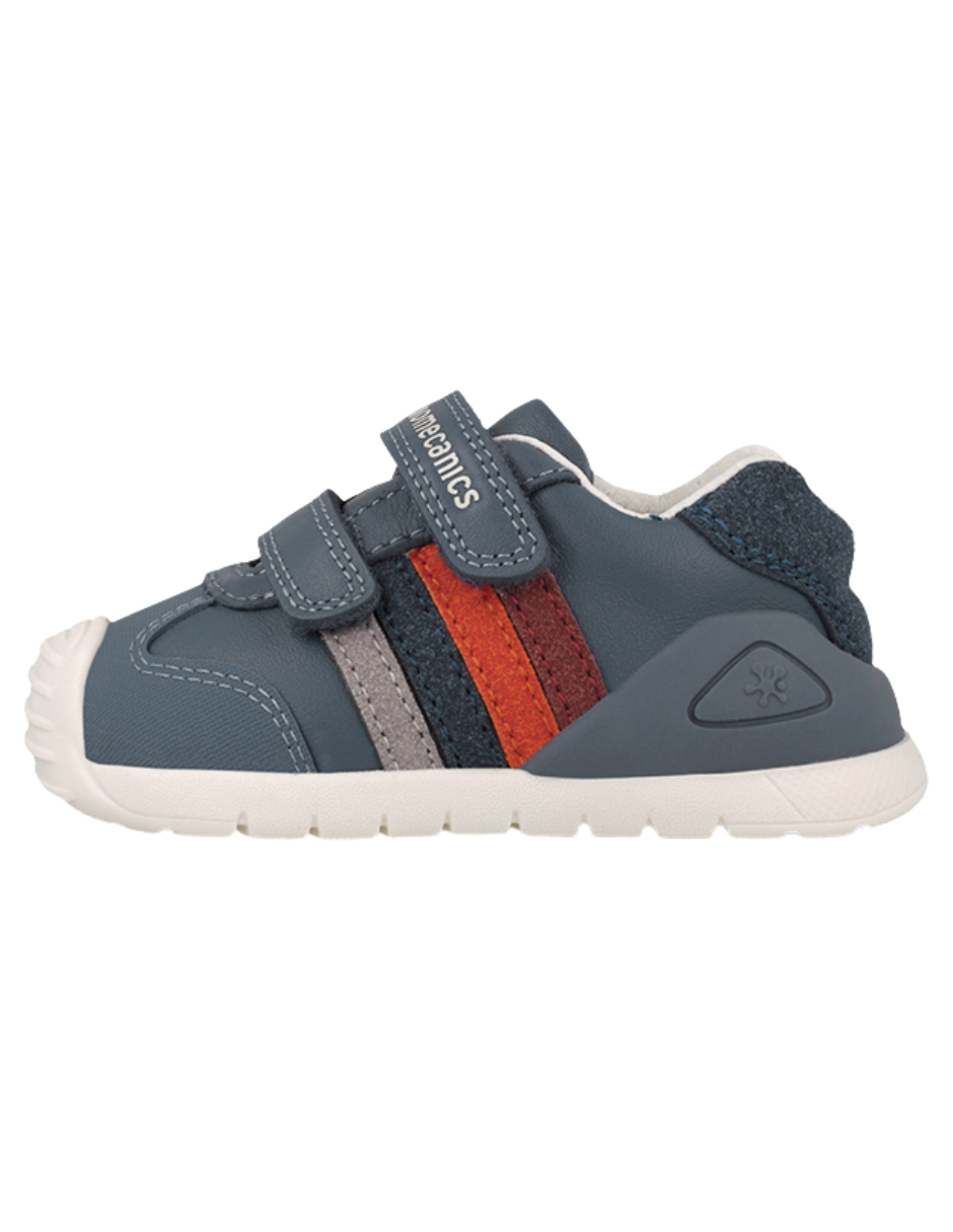Zapato Biomecanics Botin Doble Franjas Con Velcro Azules para Niño