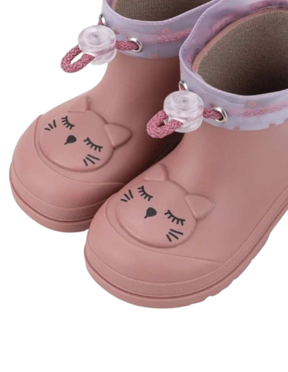 Bota Igor Lluvia Barefoot Gato Rosas para Niña