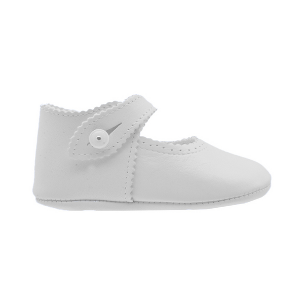Zapatos Pekis Piel con Botón para Bebé