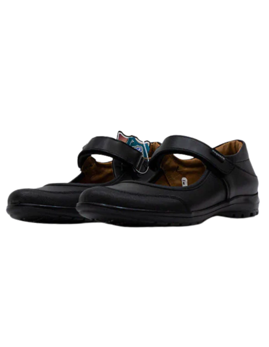 Zapato Coqueta Escolar Puntera Con Velcro Negros para Niña