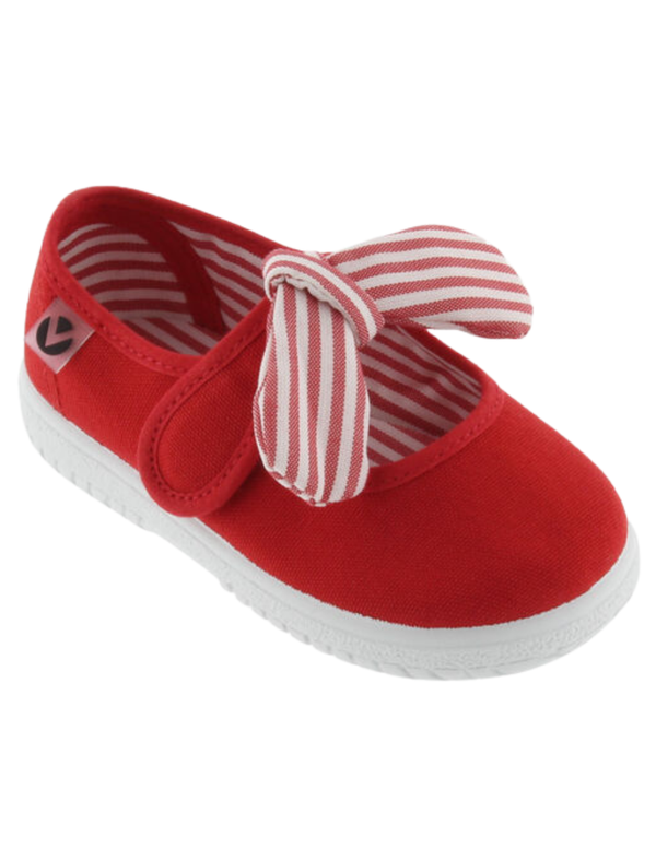 Zapato Victoria Lona Pañuelo Rayas Rojos para Niña