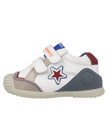 Zapato Biomecanics Botin Doble Estrella Con Velcro Blancos para Niño