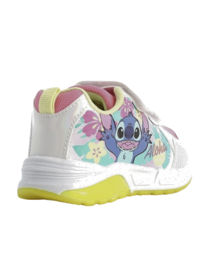 Tenis Georgie Boy Blanco Fucsia Diseño Stitch con Luces para Niña