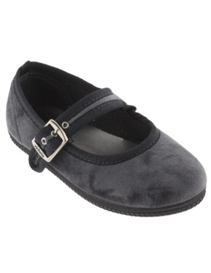 Balerina Victoria Gris Terciopelo con Hebilla para Niña