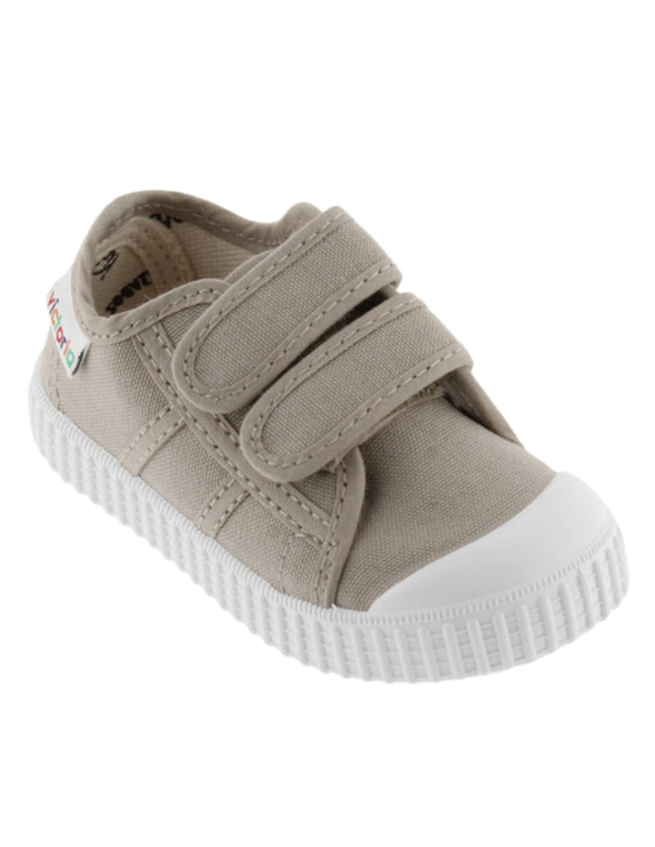 Zapato Victoria Beige de Lona con Dos Velcros para Niños(Unisex)