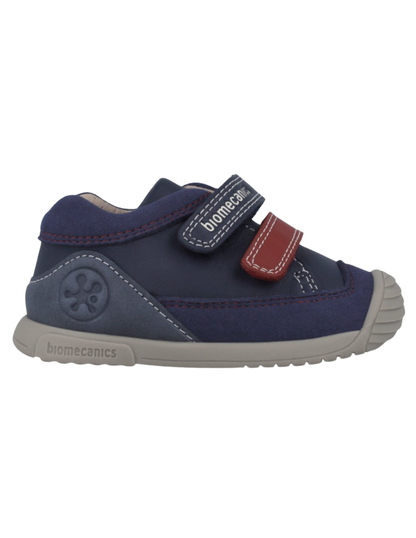 Zapato Biomecanics Azul Marino de Botin Bicolor con Dos Velcros para Bebe