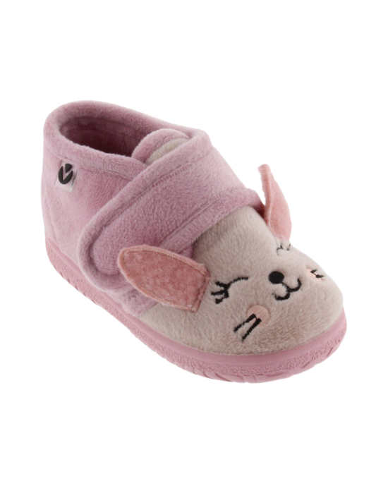 Pantufla Victoria Rosado diseño Gatita con Velcro para Niña