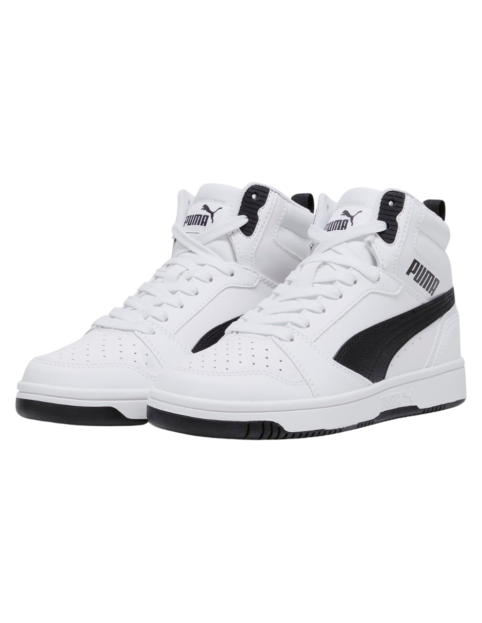 Tenis Puma Rebound V6 Mid JR Blancos para Niño
