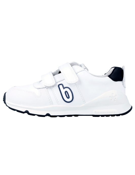 Zapato Basico Biomecanics Blanco-Azul con Dos Velcros Unisex