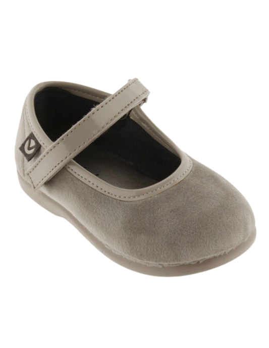 Balerina Victoria Beige Terciopelo con Velcro para Niña
