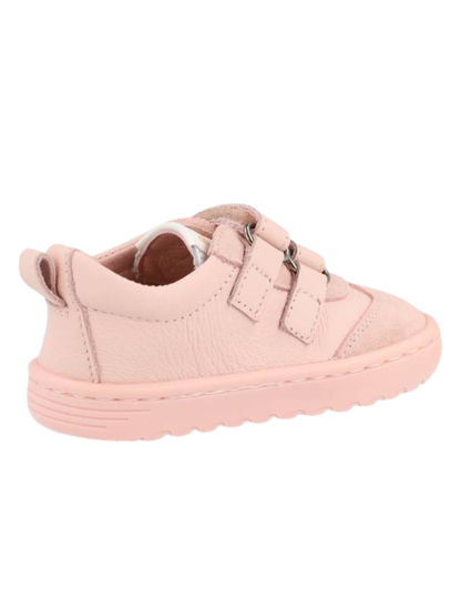 Zapato Blanditos Barefoot Dos Velcros Puntera Rosas para Niña