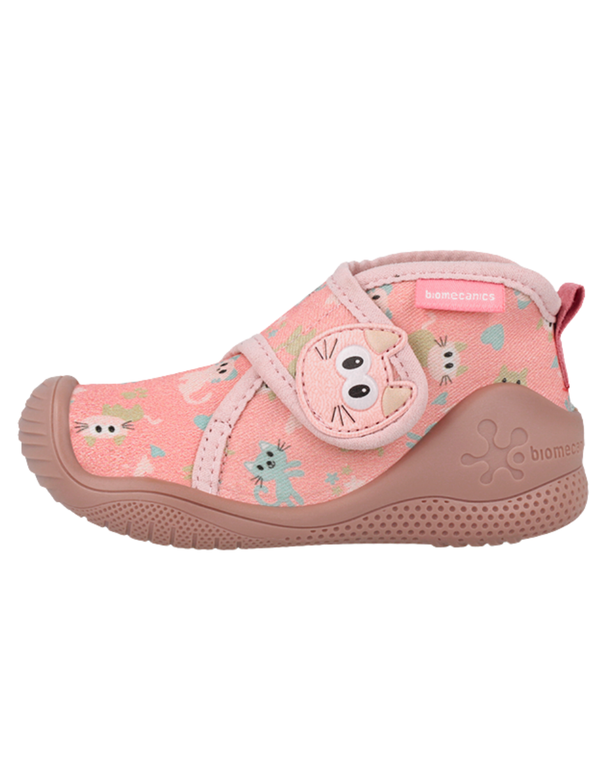 Pantufla Biomecanics Gato Gabardina Con Velcro Rosas para Niña