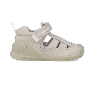Sandalia Unisex Piel Beige con Velcro - BIOMECANICS