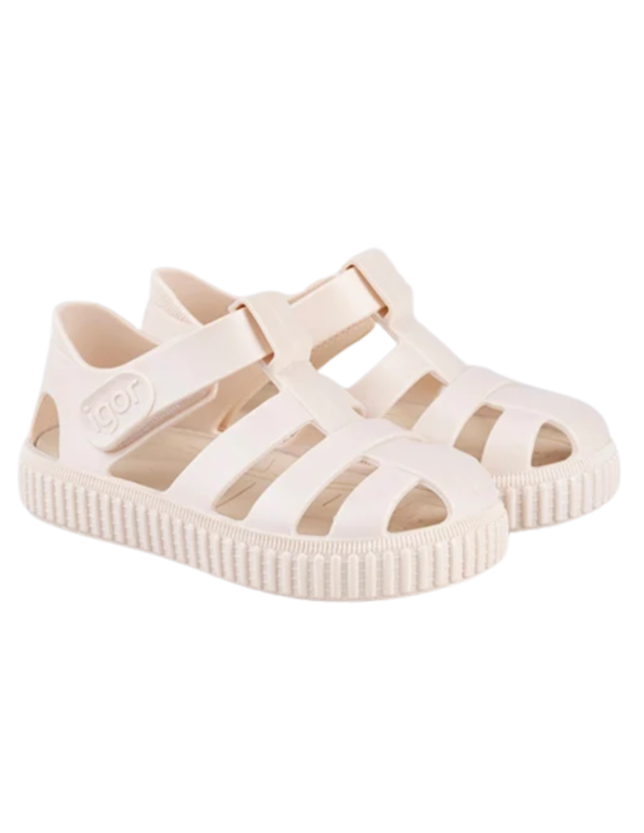 Sandalia Igor Suela Deportiva Con Velcro Marfil para Niña