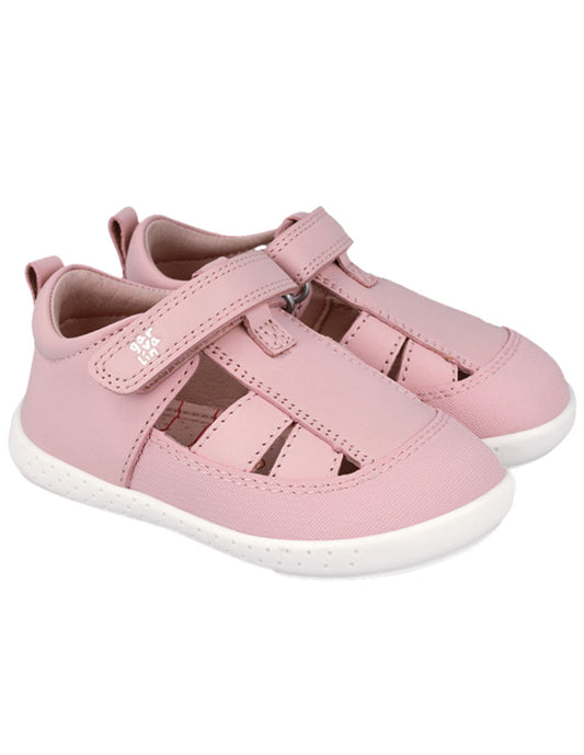 Sandalia Garvalin Barefoot Con Velcro Rosas para Niña
