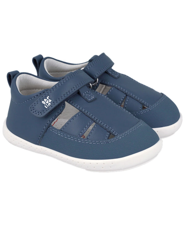 Sandalia Barefoot Garvalin Con Velcro Petrol para Niño