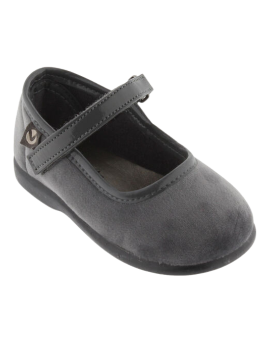 Balerina Victoria Gris Terciopelo con Velcro para Niña