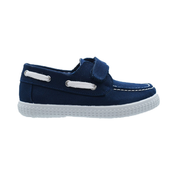 Zapato Náutico Pekis en Pique Azul Marino con Velcro para Niño