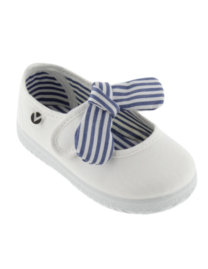 Zapato Victoria Lona Pañuelo Rayas Blancos para Niña