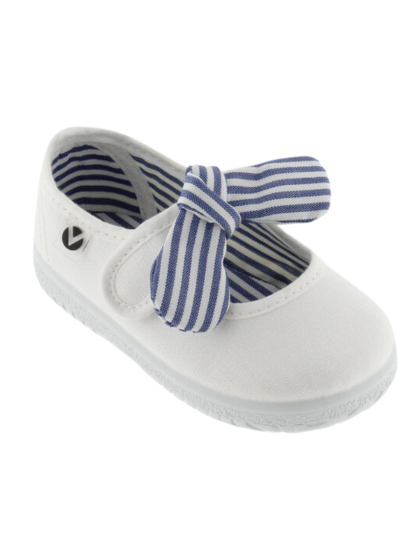 Zapato Victoria Lona Pañuelo Rayas Blancos para Niña