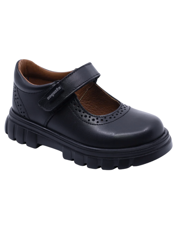 Zapato Coqueta Escolar Punteado Con Velcro Negros para Niña