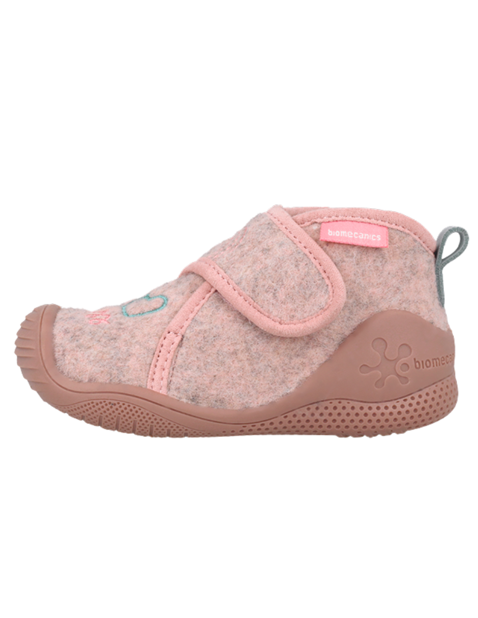 Pantufla Biomecanics Corazones Fieltro Con Velcro Rosas para Niña