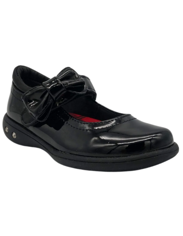 Zapato de Carol Escolar Chabelo Negro Con Moño y Velcro para Niña