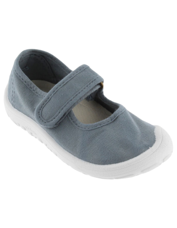 Merceditas Barefoot Victoria Atlantico de Lona con Velcro para Niña